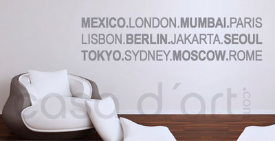 World Wide Cities Wall Decal Text