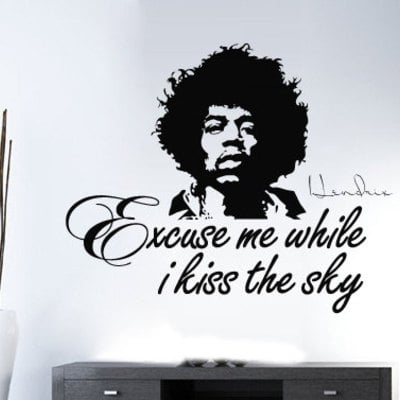 Excuse me while i kiss the sky quote jimmy hendrix silhouette sticker 
