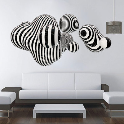 3d shape wall art abstract sticker op art