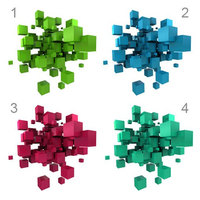 3D Effect Space Cubes Sticker Wall Decor - Thumbnail 1
