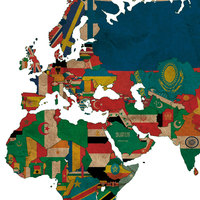 Vintage Flags World Map Wall Print Art - Thumbnail 1