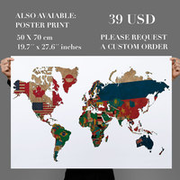 Vintage Flags World Map Wall Print Art - Thumbnail 2