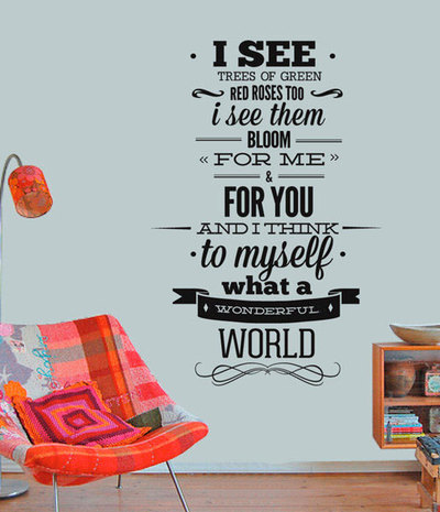 Louis Armstrong Wall Quote Sticker Wonderfull World Wall Decal