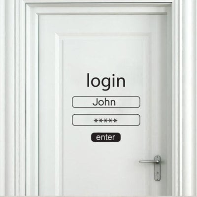 Login and password wall sticker for offices