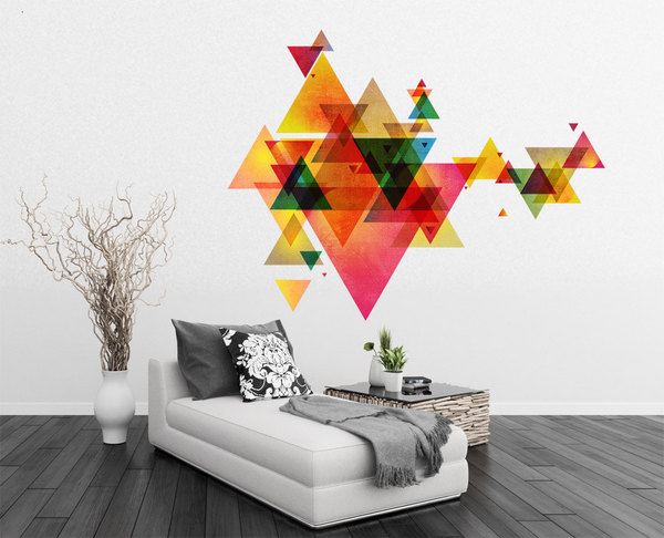 Geometric Triangles Vinyl Decal Wall Art Mid Century Modern 