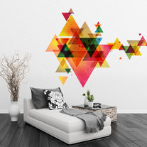 Geometric Triangles Vinyl Decal Wall Art Mid Century Modern 