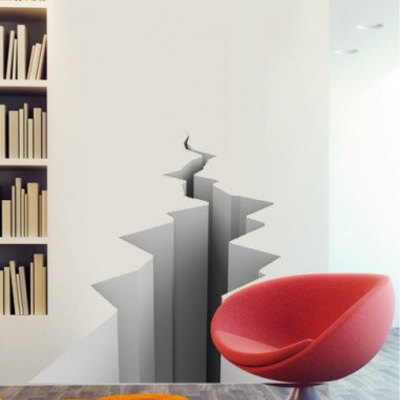 Broken wall effect sticker wall print 