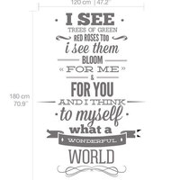 Louis Armstrong Wall Quote Sticker Wonderfull World Wall Decal - Thumbnail 1