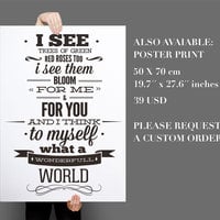 Louis Armstrong Wall Quote Sticker Wonderfull World Wall Decal - Thumbnail 2