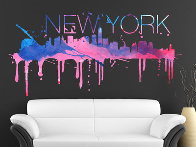 New York Watercolor Skyline Vinyl Wall Decal