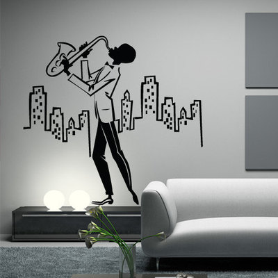 Jazz in the city sticker vintage music for housewares