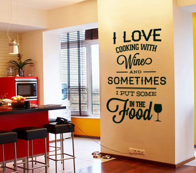 I love Cooking with Wine Quote Sticker Home Decor 