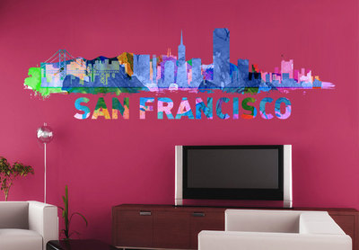 San Francisco City Skyline Watercolor Vinyl Wall Decal