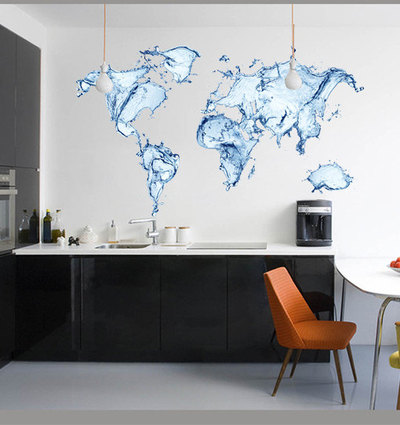 Water World Map Wall Print for Housewares