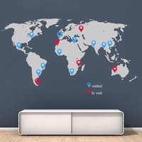 World Map Decal with Pins for Housewares - Thumbnail 1