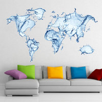 Water World Map Wall Print for Housewares - Thumbnail 1