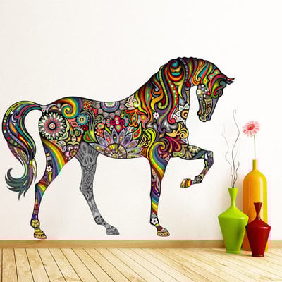 Colorful horse with motifs wall sticker decoration
