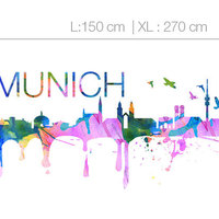 Munich Skyline Watercolor Vinyl Wall Decal - Thumbnail 3