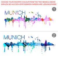 Munich Skyline Watercolor Vinyl Wall Decal - Thumbnail 4