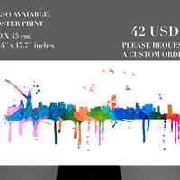 Chicago Skyline Watercolor City Decal Art Print - Thumbnail 2