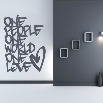 One people one love quote decal for housewares