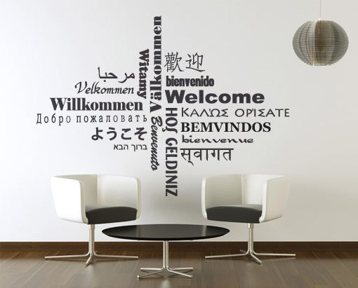 Welcome Typography Vinyl in Different Languages Sticker 