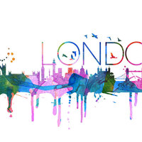 London Skyline Watercolor Wall Print Decal  - Thumbnail 2