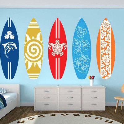 Surfboards wall decal for housewares