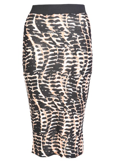 Wave print midi skirt