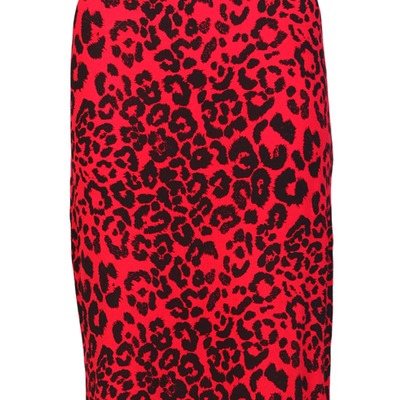Red & black leopard print midi skirt