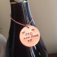 Personalized Hand stamped Wine bottle tag - Thumbnail 1
