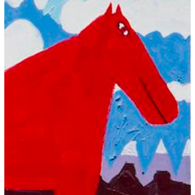 Photo print: big red fantasy horse detail (the head of the horse)