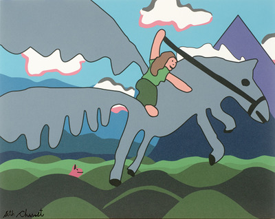 Medium Screenprint: Mythic Creatures Mural Detail: Flying on Pegasus (Signed)