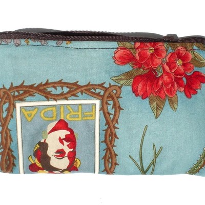Frida kahlo art mexican novelty wallet coin purse- w/zipper big enough 4 make-up