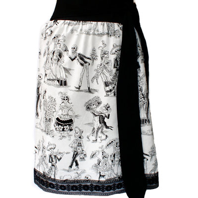 Black and white day of the dead /  mexican dia de los muertos inspired skirt