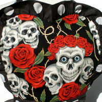 Tattoo Art and Polka Dots Skulls and Roses Apron - Thumbnail 1