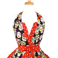 Frida Kahlo and Skulls Apron - Thumbnail 1