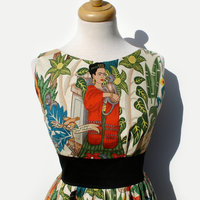 Frida Kahlo Dress/  Vintage Inspired/  50s Inspired Frida Dress / Mexican / Rockabilly / Boho - Thumbnail 2