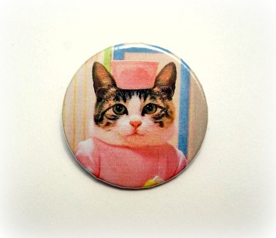 Doris the nurse cat - pinback button, magnet or clip 1.5 Inch (38mm)