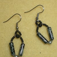 Triangle Obsidian Unique Earrings - Thumbnail 1