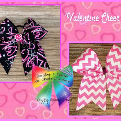 Pink red zebra valentine cheer bows and hair bows perfect photo props for girls and cheerleaders