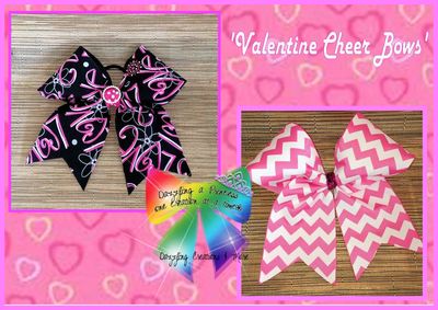 Pink red zebra valentine cheer bows and hair bows perfect photo props for girls and cheerleaders