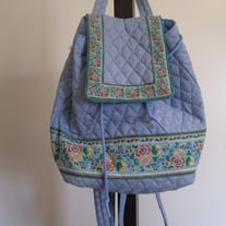 Blue Quilted Backpack 