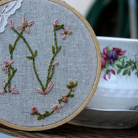 Custom "mini" Initial Hoop (natural color) - Thumbnail 1