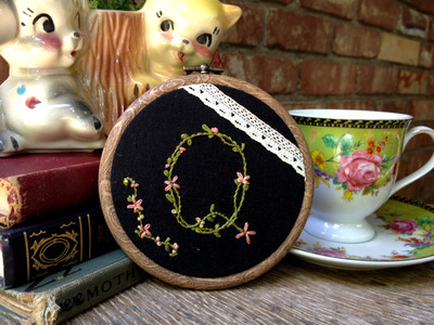 Custom "mini" initial hoop (black)
