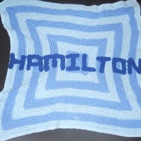 Crochet Personalized  Baby Blanket 3 Colors Style 2