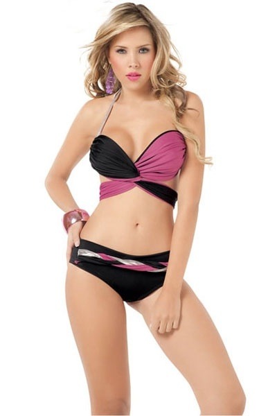 Pink and black bikini 