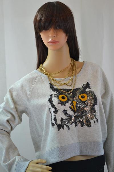 Women's Owl Crop Sweater