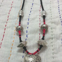 Hand Crafted Thread and Metal Work Necklace: - Thumbnail 1