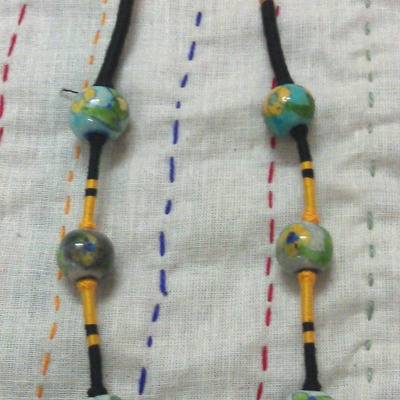 Hand crafted blue-pottery necklace